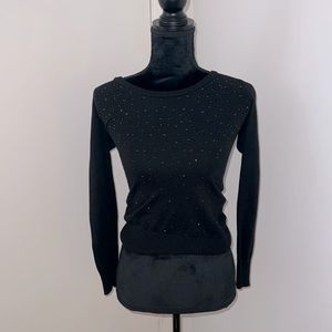 Candies Sz Small Black Rhinestone Crystal Sparkle Sweater